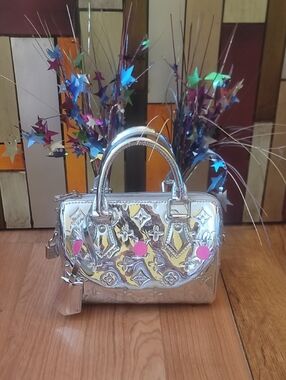 Silver Metallic Dome Satchel Handbag
